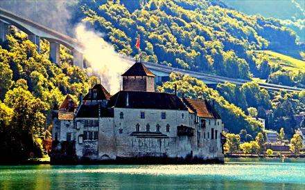 Switzerland Veytaux castle man made chateau de chillon HD Desktop Wallpaper | Background Image