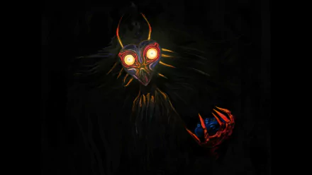 Dark, eerie depiction of Majora's Mask from The Legend of Zelda: Majora's Mask as an HD PC desktop wallpaper and background.