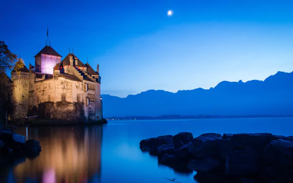 Switzerland Veytaux man made chateau de chillon HD Desktop Wallpaper | Background Image