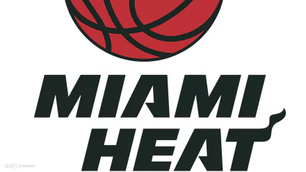 HD desktop wallpaper featuring the Miami Heat logo with a stylized basketball and bold team name.