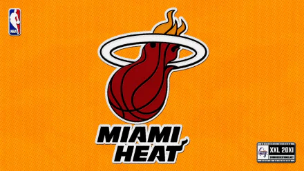 HD desktop wallpaper featuring the Miami Heat logo on an orange background.