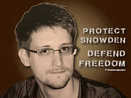 HD desktop wallpaper featuring an image of a man with the text Protect Snowden Defend Freedom.