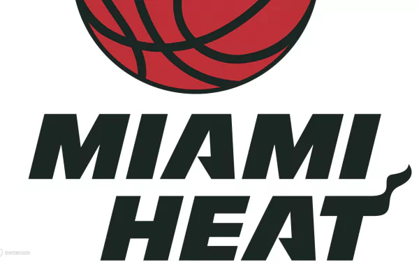 HD desktop wallpaper featuring the Miami Heat logo with a stylized basketball and bold team name.