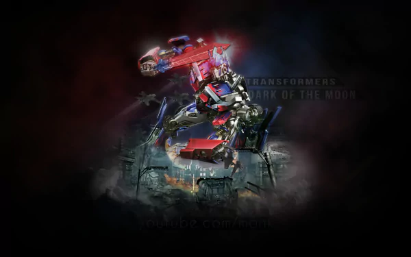 HD PC desktop wallpaper featuring a detailed scene from Transformers: Dark of the Moon, showcasing a robotic character set against a dark, dynamic background.