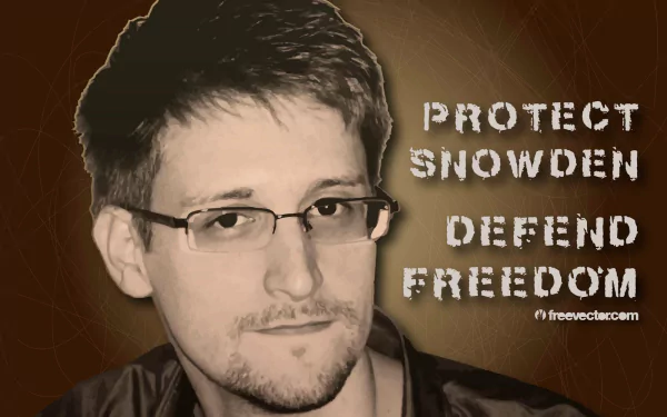 HD desktop wallpaper featuring an image of a man with the text Protect Snowden Defend Freedom.