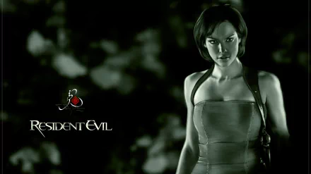 4K Ultra HD PC desktop wallpaper featuring a character from the movie Resident Evil: Apocalypse with a dark, eerie background and the Resident Evil logo.