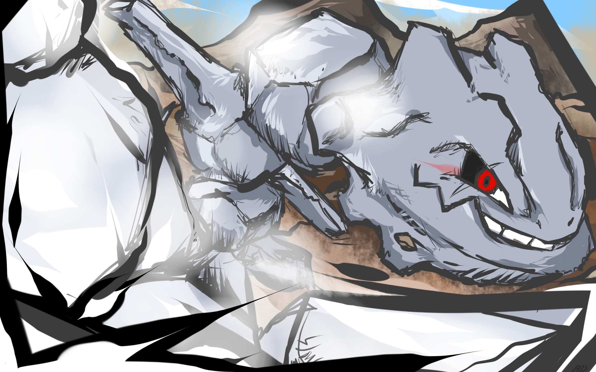 HD wallpaper featuring the steel Pokémon Steelix, with a dynamic pose against a craggy backdrop.