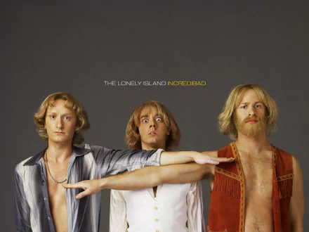 HD desktop wallpaper featuring three members of The Lonely Island in front of a grey background with the text THE LONELY ISLAND INCREDIBAD.