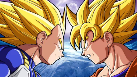 Dynamic HD wallpaper featuring Vegeta and Goku from Dragon Ball Z: Hyper Dimension, capturing their intense rivalry against a vibrant, atmospheric backdrop.