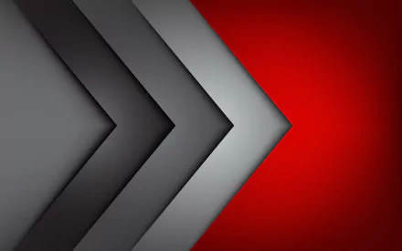 HD PC desktop wallpaper featuring an abstract design with layered arrows in shades of gray pointing toward a bold red background.
