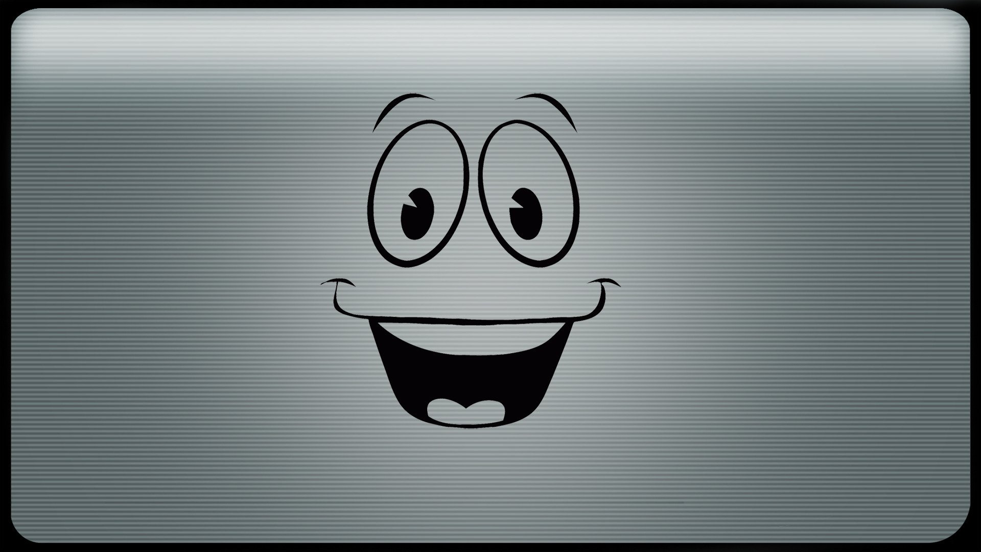 HD PC desktop wallpaper featuring the iconic Vault Boy smile from the Fallout video game series, specifically Fallout: New Vegas.