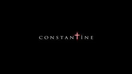 HD PC desktop wallpaper featuring the title CONSTANTINE with a glowing red cross integrated into the text, inspired by the movie Constantine.