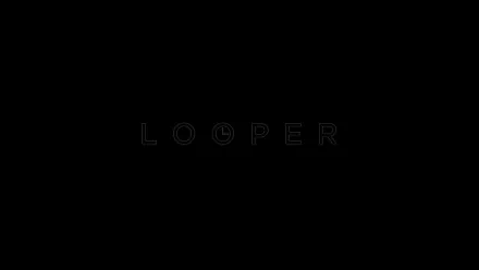 HD PC desktop wallpaper: minimalist black background with a faint outlined LOOPER movie title centered as a subtle cinematic backdrop.
