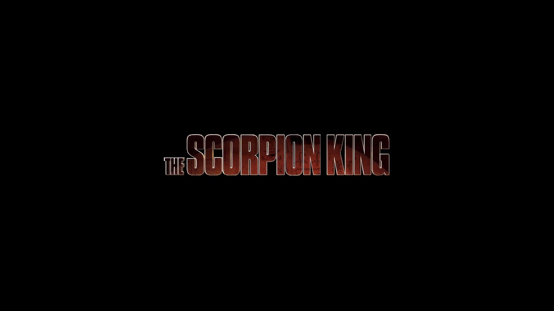 HD PC desktop wallpaper showing The Scorpion King movie logo centered on a black background.
