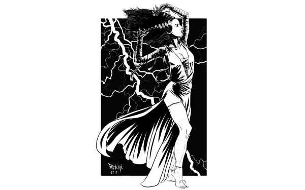 Comic Bride of Frankenstein HD Desktop Wallpaper | Background Image