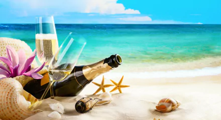 beach food champagne HD Desktop Wallpaper | Background Image