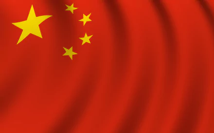 HD desktop wallpaper featuring the flag of China with five yellow stars on a flowing red background.