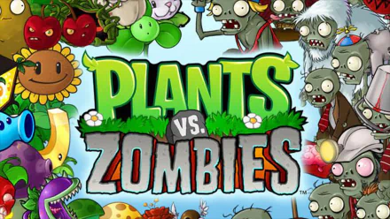 Colorful HD wallpaper featuring characters from the popular video game Plants Vs. Zombies, showcasing a whimsical battle between various plants and zombies.
