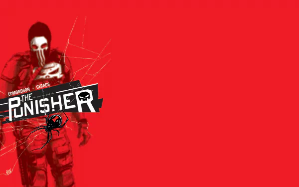 A bold 4K Ultra HD wallpaper featuring the Punisher, showcasing a striking red background and dynamic graphics that capture the essence of the iconic comic character.