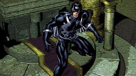 Comic-style HD desktop wallpaper featuring Black Bolt, depicted in a dynamic pose, surrounded by a dramatic environment in rich colors and intricate details.