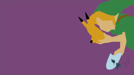 HD desktop wallpaper featuring stylized artwork from the video game The Legend of Zelda: Majora's Mask, showcasing Link against a purple background.