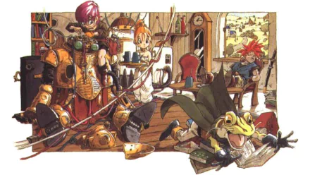 HD PC desktop wallpaper featuring Marle and other characters from the video game Chrono Trigger in a detailed, dynamic scene.