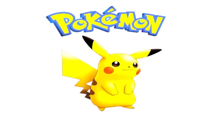 HD PC desktop wallpaper featuring Pikachu from the video game Pokémon Yellow: Special Pikachu Edition with the Pokémon logo above.