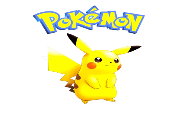 HD PC desktop wallpaper featuring Pikachu from the video game Pokémon Yellow: Special Pikachu Edition with the Pokémon logo above.