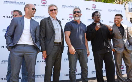 Mel Gibson Jason Statham Harrison Ford Wesley Snipes Victor Ortiz movie The Expendables 3 HD Desktop Wallpaper | Background Image