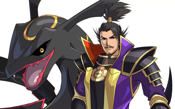 HD PC desktop wallpaper featuring a character and his Hydreigon from the video game Pokémon: Conquest.