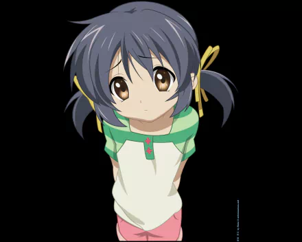 4K Ultra HD anime wallpaper featuring Mei Sunohara from Clannad, depicted with soft brown eyes and a green and white outfit against a plain background.