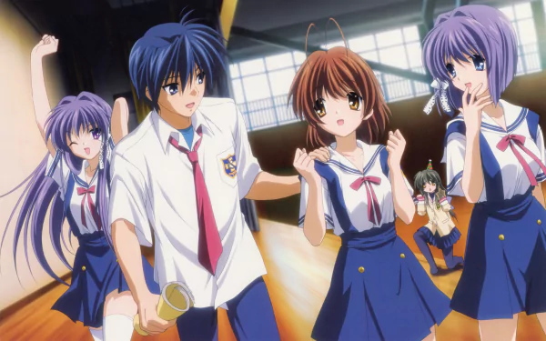Ryou Fujibayashi Kyou Fujibayashi Tomoya Okazaki Fuuko Ibuki Nagisa Furukawa Anime Clannad HD Desktop Wallpaper | Background Image
