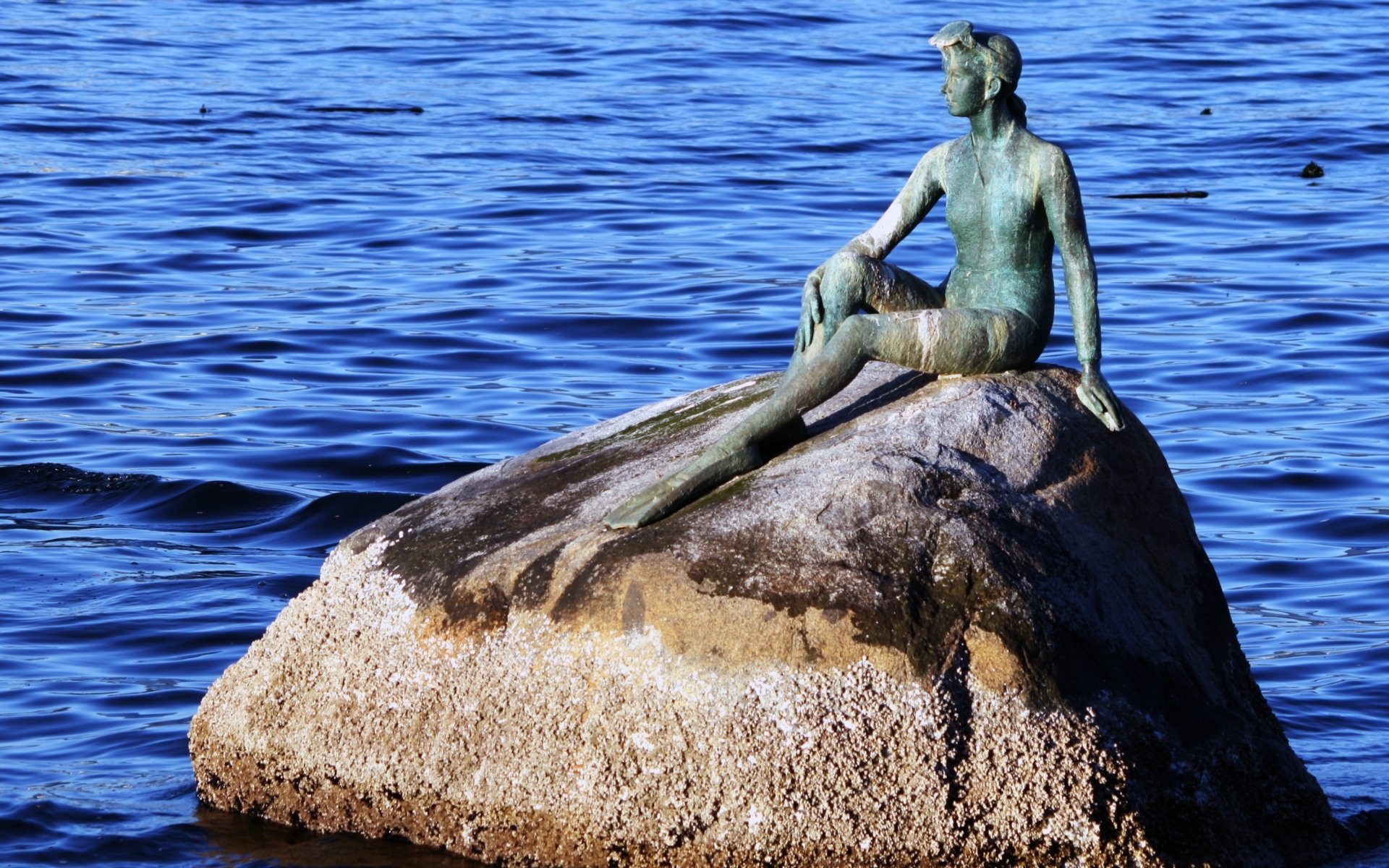 Download Man Made Girl In A Wetsuit Statue HD Wallpaper