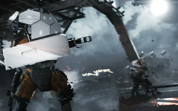 A dynamic HD wallpaper from the video game Quantum Break, showcasing a character in a futuristic environment amidst dramatic action and visual effects.