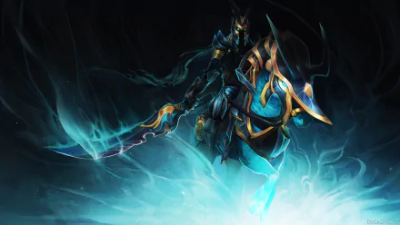 HD desktop wallpaper featuring Abaddon from DotA 2, showcasing his ghostly appearance and powerful armor amidst a dynamic, ethereal background.