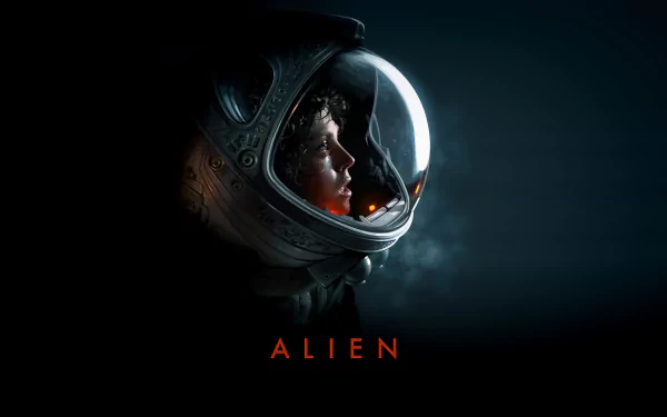 Ellen Ripley from the movie Alien gazes out from her space helmet in this striking HD desktop wallpaper, capturing the tension and atmosphere of the iconic sci-fi film.