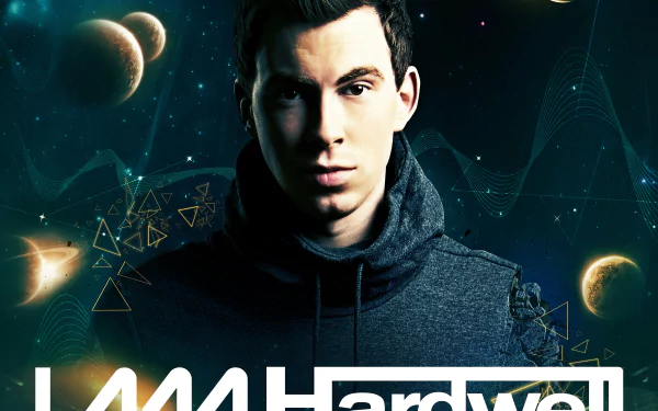 HD movie-style PC wallpaper: cinematic portrait of a male DJ against a cosmic backdrop with planets and bold I AM movie-style title text.