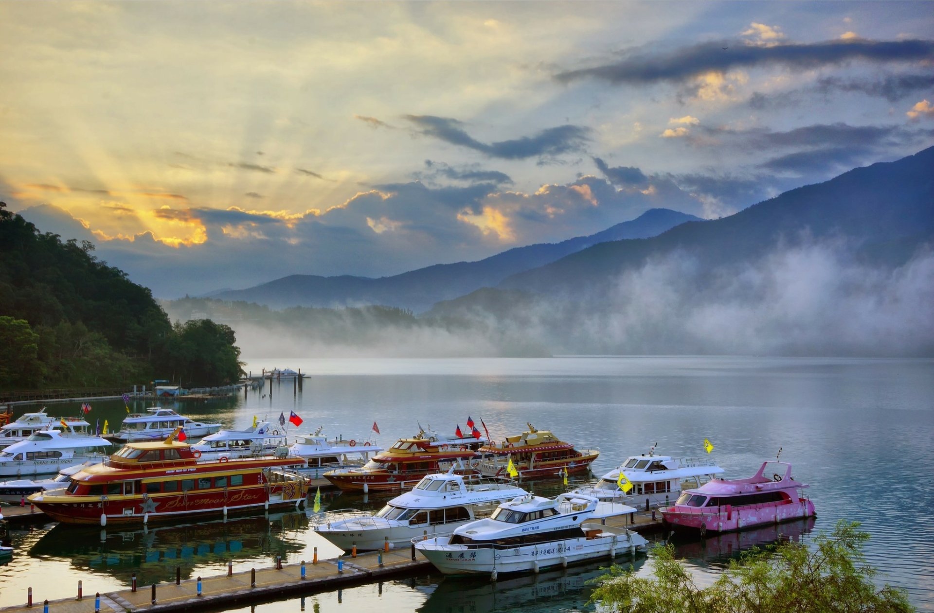 Download Sunset Shore Vehicle Yacht HD Wallpaper