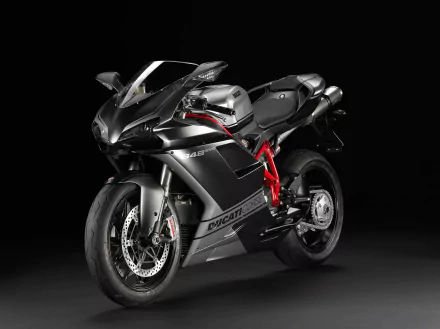 HD PC desktop wallpaper showing a black Ducati Superbike 848 Evo motorcycle (bike/vehicle) posed against a dark background.