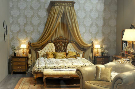 lamp armchair bed bedroom man made room HD Desktop Wallpaper | Background Image