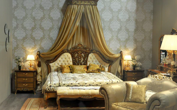 lamp armchair bed bedroom man made room HD Desktop Wallpaper | Background Image