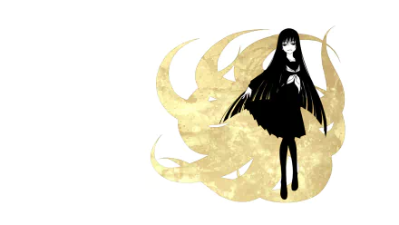 HD desktop wallpaper featuring an anime-style character from Nurarihyon no Mago with long black hair and a flowing dark dress against a light background.