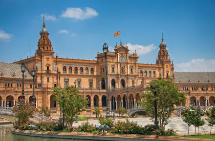 place Seville Spain man made Plaza de España HD Desktop Wallpaper | Background Image