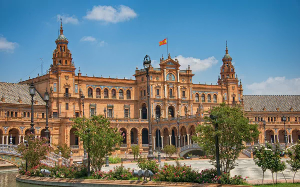 place Seville Spain man made Plaza de España HD Desktop Wallpaper | Background Image