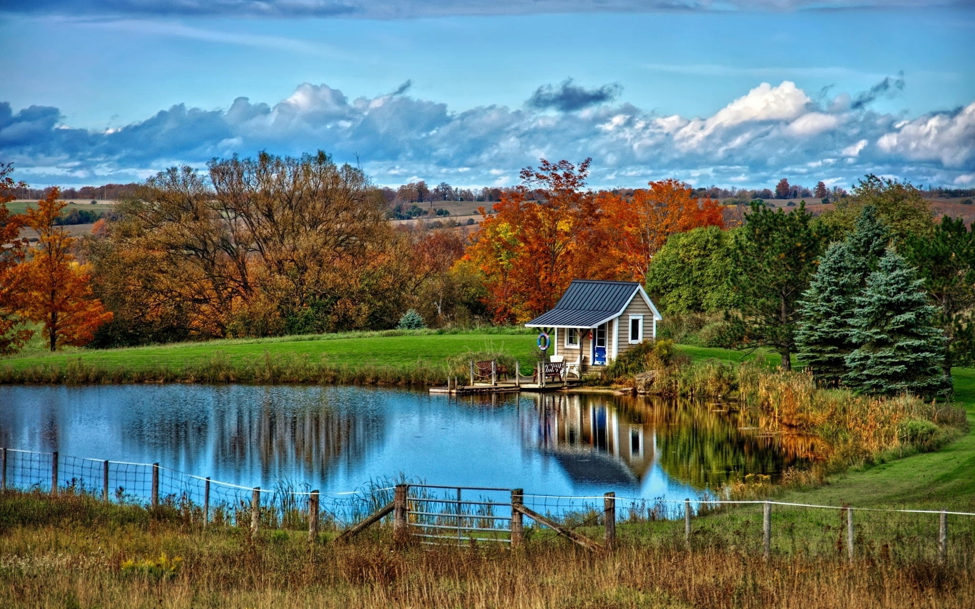 Download House HDR Photography Lake HD Wallpaper