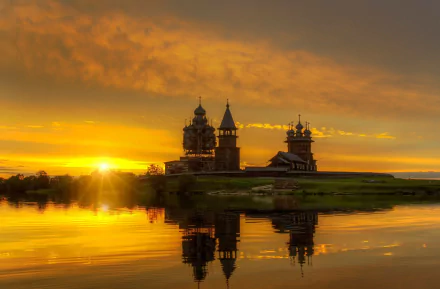Russia karelia sunset church religious Kizhi Pogost HD Desktop Wallpaper | Background Image