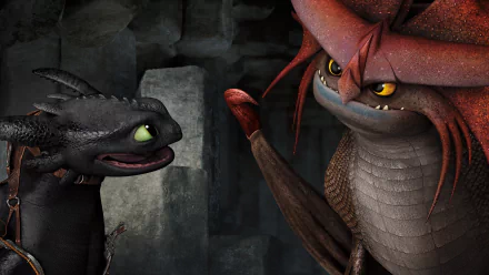 A vibrant HD wallpaper featuring Cloudjumper and Toothless from How to Train Your Dragon 2, showcasing their engaging expressions and the dynamic animation of the beloved film.