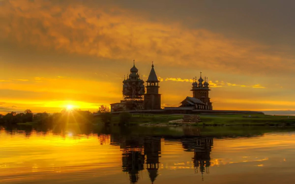 Russia karelia sunset church religious Kizhi Pogost HD Desktop Wallpaper | Background Image