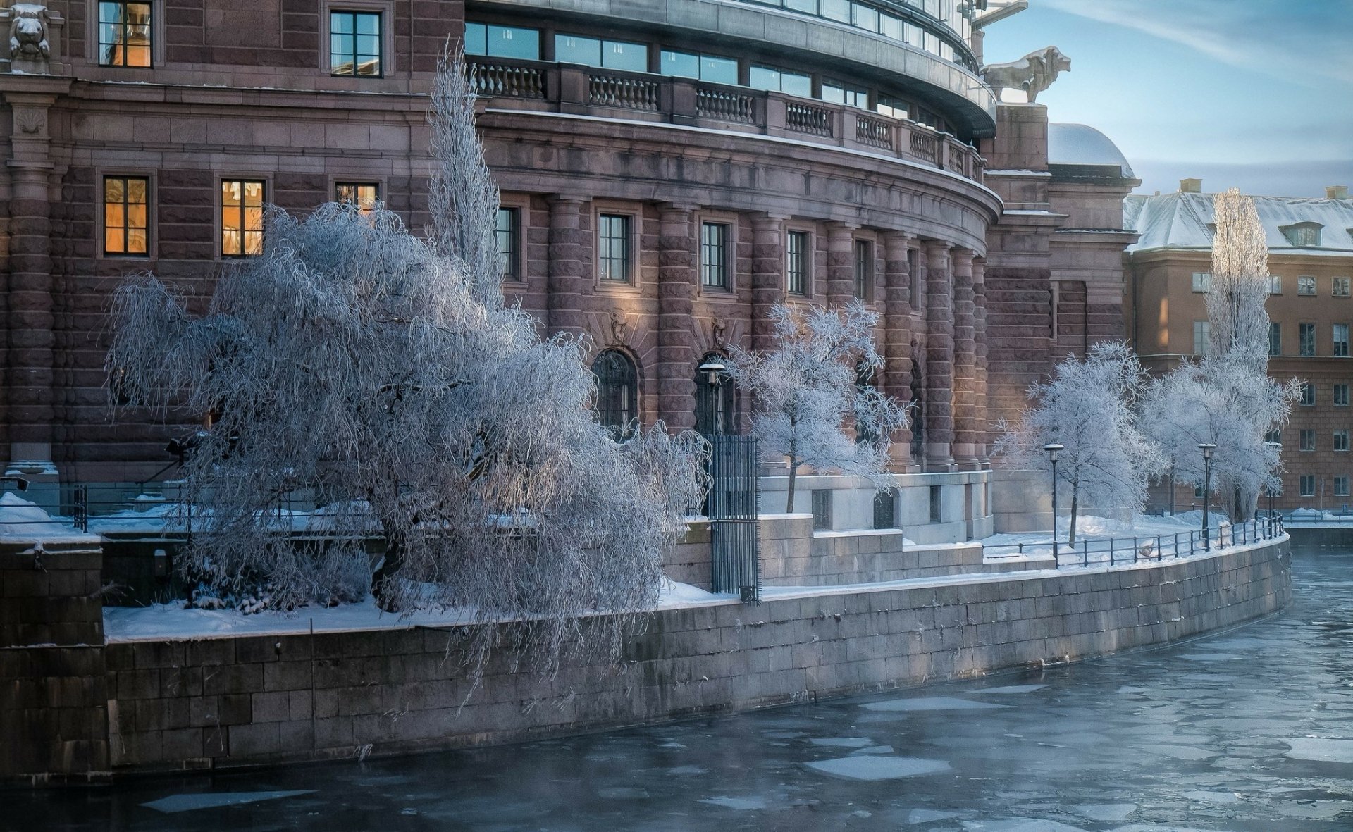 Download Winter Man Made Mansion HD Wallpaper