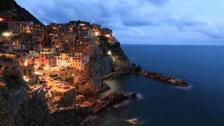 night man made Manarola HD Desktop Wallpaper | Background Image